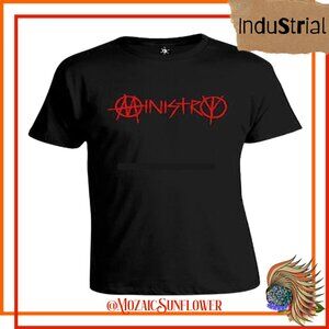 MINISTRY BAND LOGO BLACK RED UNISEX CHICAGO INDUSTRIAL MUSIC NWT